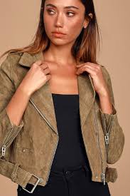 Back In Action Tan Suede Leather Cropped Moto Jacket