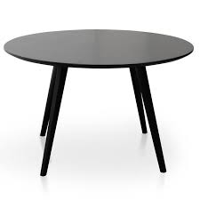 Halo 120cm Round Dining Table Black Mdf Top Black Legs Interior Secrets Dining Table