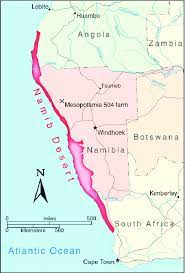 Another interesting feature found on the map above is the caprivi strip, a geographic salient protruding from the country's northeastern corner. Locality Map Of The Namib Desert Along The Western Seaboard Of Namibia Download Scientific Diagram
