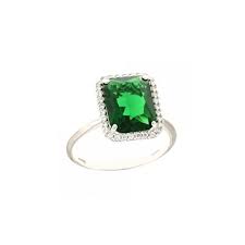 Trova i migliori prezzi e le offerte in corso. Anello In Oro Bianco 18kt 750 1000 Con Pietra Verde Rettangolare