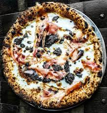 When Pizza Is Art And Art Is Pizza Artisan Woodfire Pizza With Fresh Mozzarella And Prosciutto Best Served With A Splash Of A Gorgeous Italian Olive Oil Dust