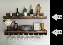 It is made of dark wood and has marble. Wood Wine Rack Wall Mounted Shelf Hanging Stemware Glass Etsy