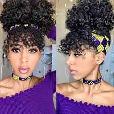 Bun hairstyles are always in the top of the hairstyles ideas. Amazon Com Aisi Queens Afro Puff Drawstring Ponytail With Bangs Natural Synthetic Curly Hair Bun For Women Afro Updo Hair Extensions With Clips Black 1b Beauty