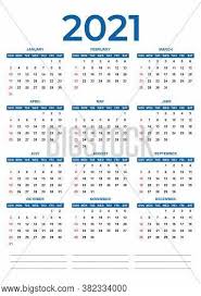 Yearly, monthly, landscape, portrait, two months on a page, and more. 2021 Calendar Week Vector Photo Free Trial Bigstock