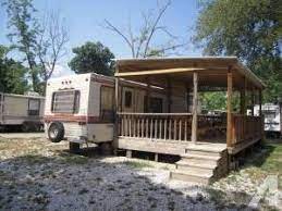 The perfect solution for making your flyer a family friendly camper, or just giving you more room to enjoy the outdoors as it doubles as a screened in porch. 21 Rv Decks Ideas Rv Trailer Deck Remodeled Campers