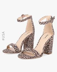 Animal Print Chunky Heels With Ankle Strap