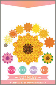 Download Excited To Share This Item From My Etsy Shop 3d Sunflower Mandala Svg Layered Mandala Sunflower 8 Layers Cr Sunflower Mandala Mandala Svg Geometric Mandala