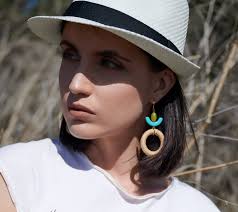 Buy Hemp Rope Hoop Earrings: Turquoise Magnesite, Lemon Jade, Gold Plated  Online in India