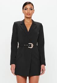 Peace Love Belted Blazer Dress Black Fashion Blazer Dress Womens Clothing Uk