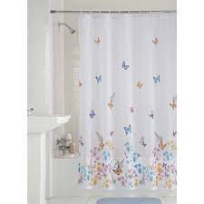 Livilan pink floral shower curtain with math,black and white stripes fabric bathroom curtain set with 12 hooks, rose with butterfly and leaves pattern with rugs machine washable 72x72 inches. Multicolor Fabric Shower Curtain 70 X 72 Mainstays Butterfly Semi Sheer Walmart Com Walmart Com