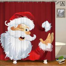 Waterproof 3d Printed Shower Curtain Nordic Cozy Shower Curtain Mouldproof Cute Santa Claus Bathroom Curtain Shower Curtain Printed Shower Curtain