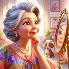 I woke one day, my hair was gray. My youthful face had gone away. How very  strange to look and see someone who didn't look like me. I need a mirror  that