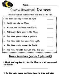 Common Core First Grade Science Assessment The Moon Science Assessments First Grade Science Science Worksheets