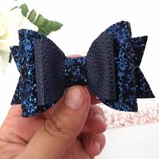 Navy Blue Glitter Bow Hair Bows Baby Headband Hair Clip Made From A Beautiful Deluxe Chunky Glitter Fabric An Leather Bows Hair Bows Diy Hair Accessories