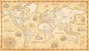 Great Detail Illustration Of The World Map In Vintage Style On Map Wall Mural Illustrated Map Water Color World Map