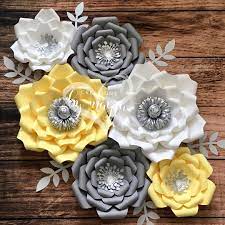 Check spelling or type a new query. This Lovely Set Is On Its Way To The Uk For My Client Nicola 1901 Yellow Gray And White Always Ma White Paper Flowers Floral Nursery Decor Paper Flowers