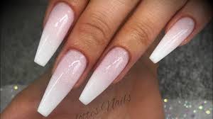 Pink and white acrylic nail manicure is a classic and popular nail look. Acrylic Nails White Fade Baby Boomer Ombre Youtube