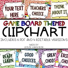 editable clip chart board game themed