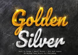 3d Mockup Gold And Silver Text Style Text Style Free Photoshop Text 3d Text Effect