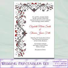 Red White And Black Wedding Invitation Templates Diy Printable Wedding Invitations Wedding Invitations Printable Templates Wedding Invitation Templates