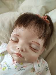 Vintage Porcelain Sleeping Baby Doll "my Princess" (joyce Wolfe Designs )  Brown Hair