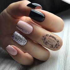 Black And Glitter Nails Pin On Nails