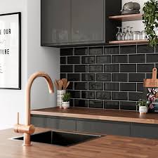 The textured riven finish creates a realistic slate look, ideal for bathrooms, kitchens and hallways. Wickes Metro Black Ceramic Wall Tile 200 X 100mm Wickes Co Uk