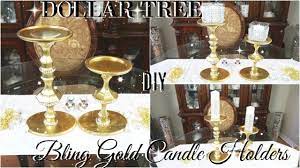 Nm signature set of 3 glass candle holders tree with snow. Dollar Store Diy Dollar Tree Diy Bling Candlesticks Decor Diy Glam Room Decor Youtube