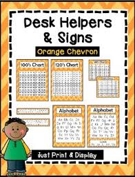 Desk Helpers Signs Letters Number Charts Orange Chevron