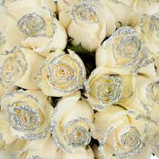 Capsules, 63 caps per bottle. White Roses With Silver Glitter Premium Wholesale Flowers Free Shipping Bloomingmore