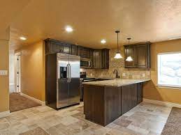 Design of basement in the traditional subsoil, without chimney, with orange parades and multi colored floor. Utahrealestate Com Wfr Multiple Listing Service Reports Basement Kitchen Basement Kitchenette Small Basement Kitchen