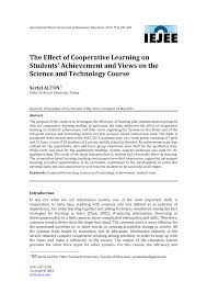 Pdf The Effect Of Cooperative Learning On Students Achievement And Views On The Science And Technology Course