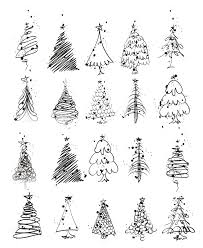 Black And White Christmas Tree Doodle Hand Drawn Christmas Tree Set Of Sketched Illustrations Of Firs Green Ink And Brush Sketches O Christmas Tree Drawing Christmas Drawing Christmas Card Design