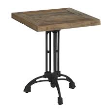 Table bistrot en bois massif (lattes de pin abouté) et pied à 4 branches patiné et blanchi à la main. Table Bistrot Strerling En Orme Recycle Avec Pieds Ouvrages