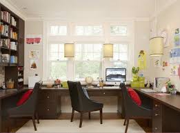 Convert Formal Dining Room Into A Family Office Similar To This But With Lighter Wooden Furnitur Cozy Home Office Shared Home Offices Traditional Home Office