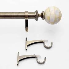 Check out our antique brass curtain rod selection for the very best in unique or custom, handmade pieces from our curtains & window treatments shops. Deco Window 1 Inch Adjustable Antique Brass Curtain Rod For Windows Door With Mop Finials Brackets Set Overstock 33681005