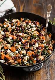 Poached chicken adds a nice dose of protein to this raw kale salad recipe. Chicken Sweet Potato Kale Skillet Easy And Healthy Wellplated Com