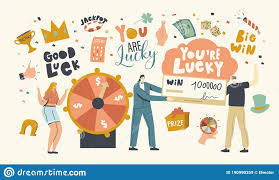 Luck And Fortune Concept Characters Win In Lottery Draw Raffle Happy Young Man Get Money Cheque Woman Winning Jackpot Stock Vector Illustration Of Concept Ecstatic 190990359