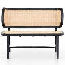 We are pleased to invite importer, wholesaler, retailer, project manager or even personal user to complete your furniture stock by natural rattan furniture. Lianne Mid Century Modern Black Mahogany Wood Natural Woven Rattan Bench Standard 45 55 W Kathy Kuo Home