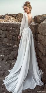 Chiffon Bishop Sleeve Wedding Dress Danny Mizrachi 2018 Bridal Long Bishop Sleeves Deep Plunging V Neck Heavily Emb Long Sleeve Wedding Dress Backless Wedding Dress Chiffon Backless Wedding Dress