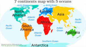 Map Of Continents And Oceans Continents And Oceans Map Of Continents World Map Continents