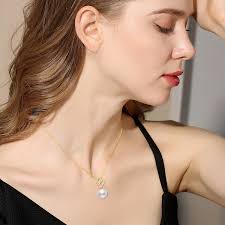 14K Gold Pearl Four-leaf Clover Pendant Necklace