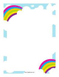This Border Includes Fluffy White Clouds And A Pair Of Colorful Rainbows Free To Download And Print Rainbow Border Rainbow Page Borders Design
