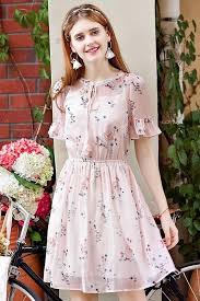 Tassel Tie Neck Pink Floral Dress Simple Dresses Fashion Dresses Pink Floral Dress