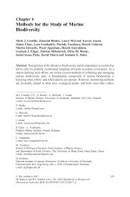 Pdf Methods For The Study Of Marine Biodiversity