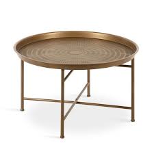 Place this tray on a coffee table to display your decorative articles or on your vanity table to showcase precious trinkets. Kate And Laurel Mahdavi Boho Chic Hammered Metal Tray Coffee Table Dark Gold Coffee Table Tray Coffee Table Round Coffee Table
