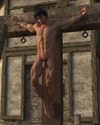Nude male crucified 
