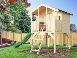 Spielhäuser sind bei kindern beliebt. Kinder Garten Holz Spielhaus Toby Sparset 1 Stelzenhaus 175 5x187x282 Rutsche Ebay