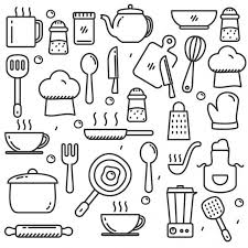 Hand Drawn Kitchen Tools Doodle Set Of Cooking Utensils Vector Illustration With Cute Line Design Food Kitchen Utensil Png And Vector With Transparent Backgr In 2020 How To Draw Hands Doodle