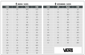 Vans Shoes Size Chart
